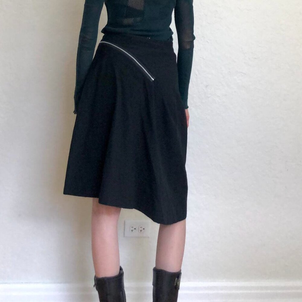 Vintage 1999 Comme des Garcons Black Zipper Midi Skirt